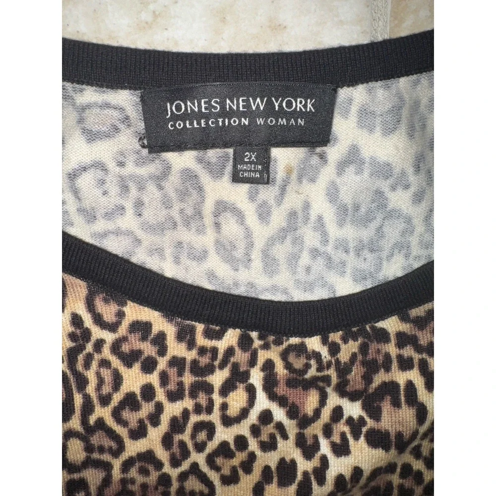 2 Piece Jones New‎ York Leopard Print Cardigan (Sz 3X) And Tank Top (Sz 2X) - Picture 8 of 15